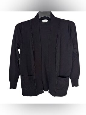 CIELO Women’s Black Viscose Open Pocketed Sweater Cardigan Sz XL
